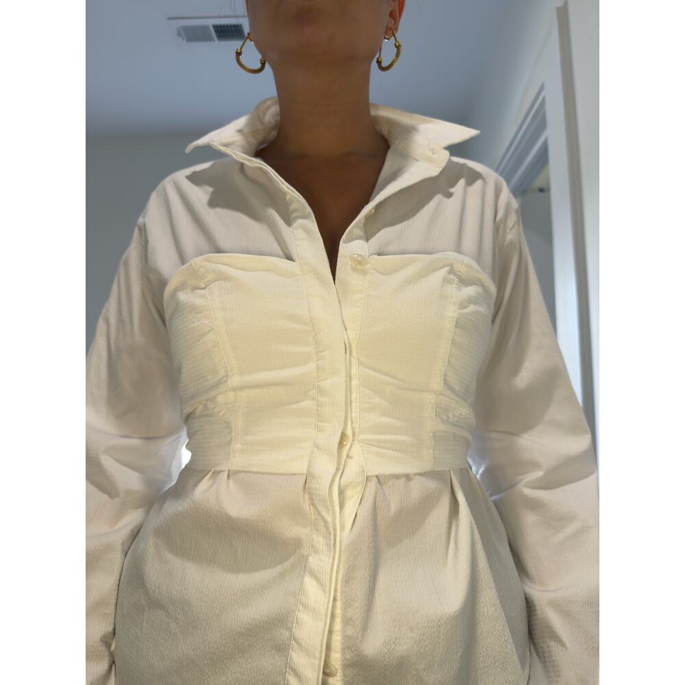Sovere White Corset Button-Up Shirt — Size S